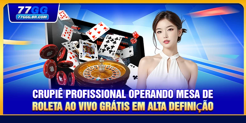 Crupiê profissional operando mesa de Roleta ao Vivo Grátis em alta definição