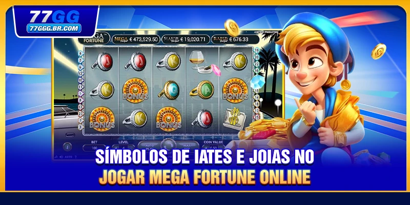 Símbolos de iates e joias no jogar mega fortune online