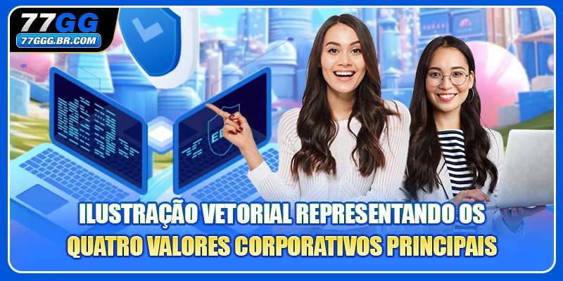 Ilustração vetorial representando os quatro valores corporativos principais