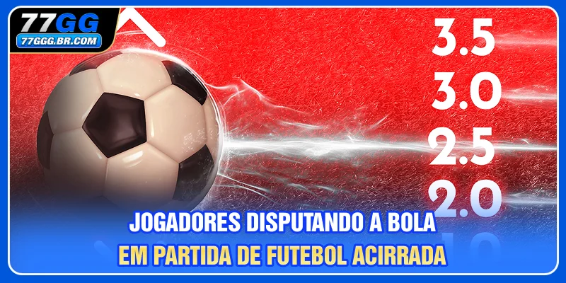 Jogadores disputando a bola em partida de futebol acirrada