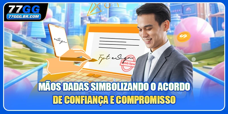 Mãos dadas simbolizando o acordo de confiança e compromisso