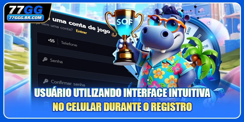 Usuário utilizando interface intuitiva no celular durante o registro